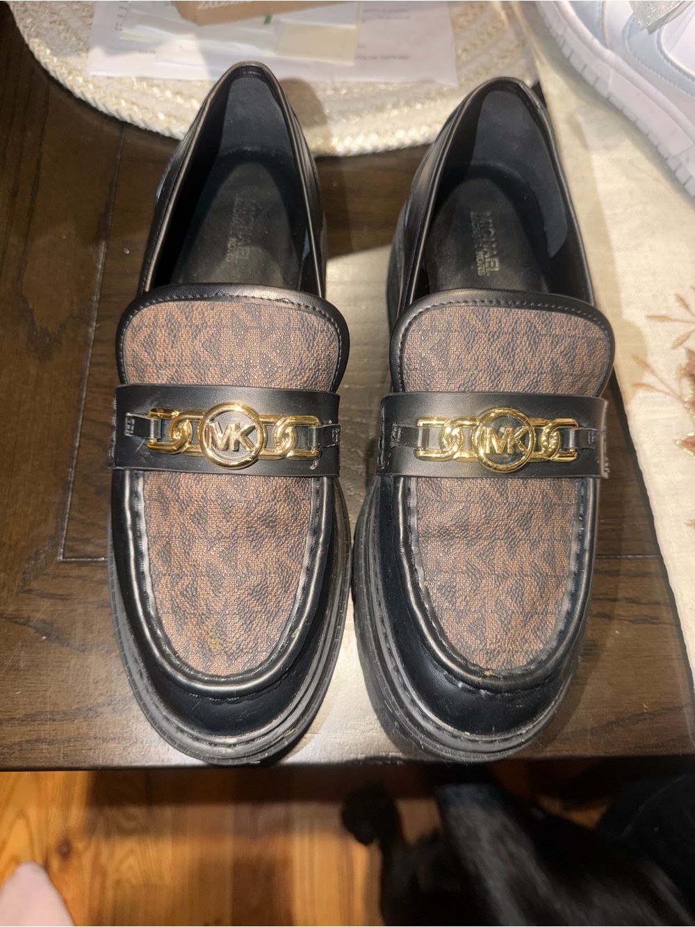 Michael Kors Brown Logo Leather Loafers 🤎